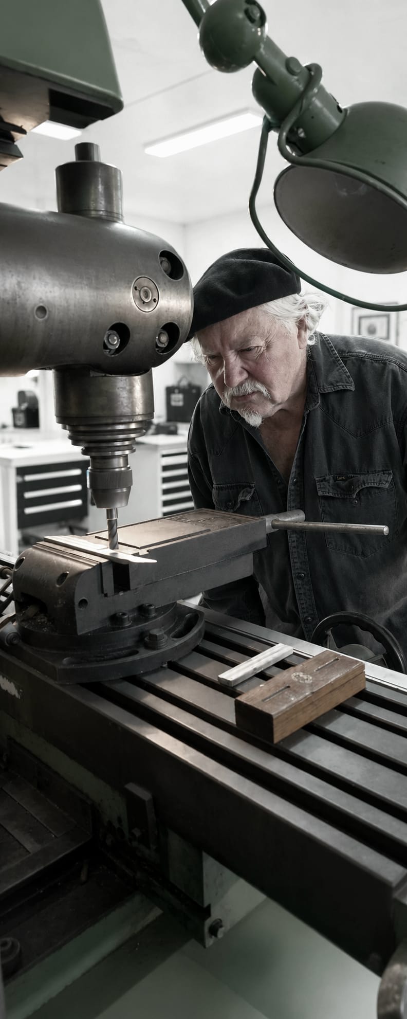Artisan PAST OR à la fraiseuse dans l'atelier